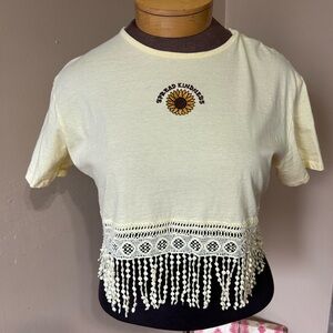 GOOD VIBES ONLY Cropped T-Shirt Womens Size Small Sunflower Hippie